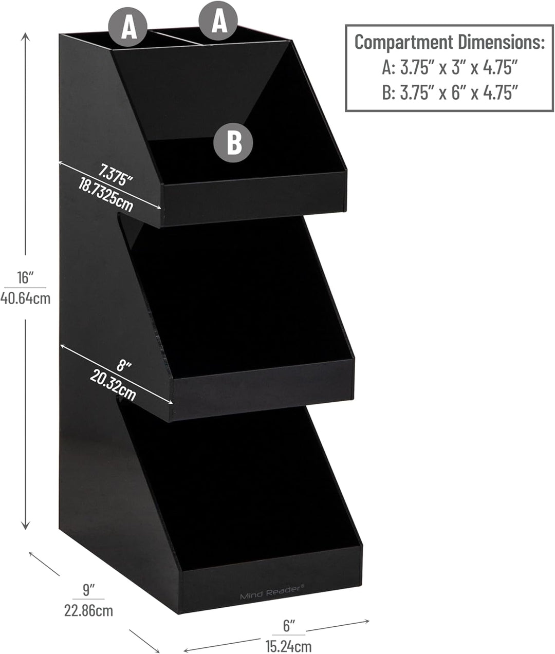 Mind Reader Foundation Collection, 3-Tier, 5-Compartment Coffee, Tea, Utensil and Condiment Dispense