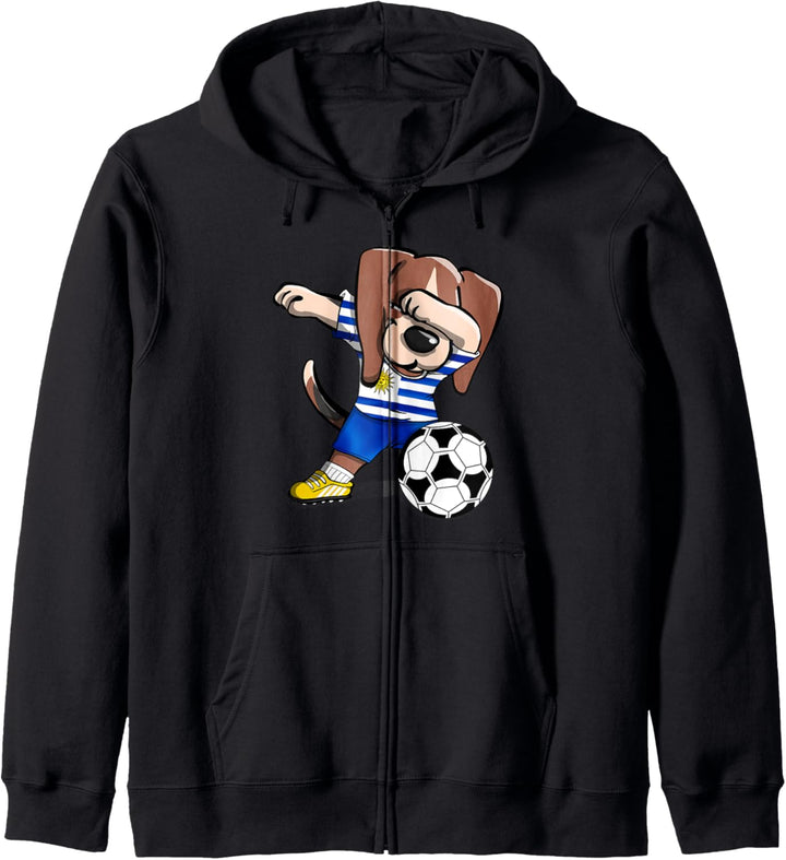 Dabbing Beagle Dog Uruguay Fussball - Uruguayische Flagge Kapuzenjacke