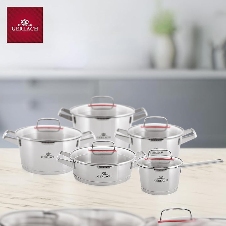 Gerlach Superior Topf-Set Edelstahl Kochtopf-Set Induktion Induktionstöpfe-Set Töpfe-Set Induktionsg