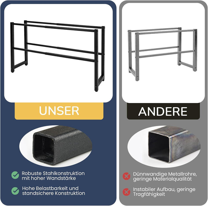 Ausziehbar Schuhregal mit 2 Etagen, Metall-Schuhständer Schmal Kleines Schuhregal, Robustes Design,