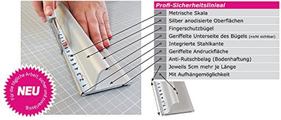 Profi-Sicherheitslineal, 55cm - Schneidelineal mit Griff, Alu Lineal mit Stahlkante, Sicherheitsline