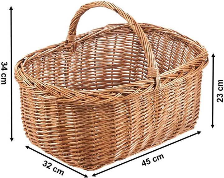 Kobolo Einkaufskorb LEON aus gekochter Weide 45x32x34 cm Braun