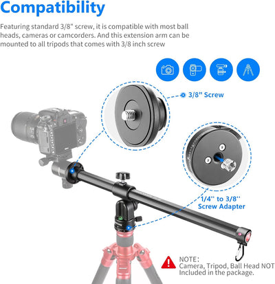 Neewer Stativ Ausleger Arm, 19.7" Horizontaler Stativverlängerungsarm mit Mittelsäule drehbar 360° S