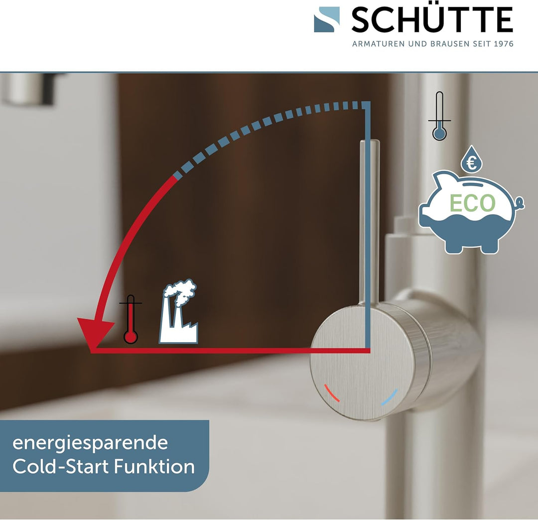 SCHÜTTE 79526 Blackpool Küchenarmatur mit ausziehbarer Geschirrbrause, 360 Grad Wasserhahn für die K