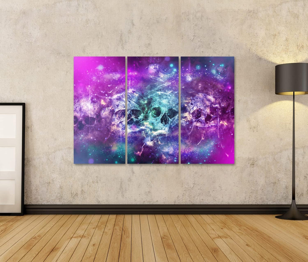 islandburner Bild auf Leinwand Totenkopf Skull Schädel vor rauchigem Hintergrund Wandbild Poster Kun