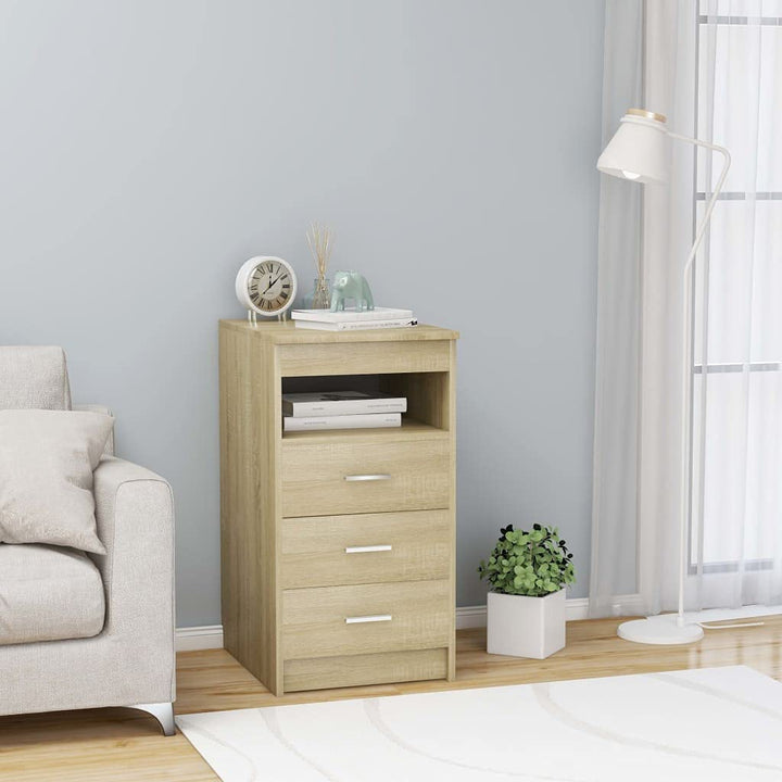 Spanplatte Sideboard mit 3 Schubladen und 1 oberen Ablagefach Seitenschrank Vitrinenschrank Ankleide