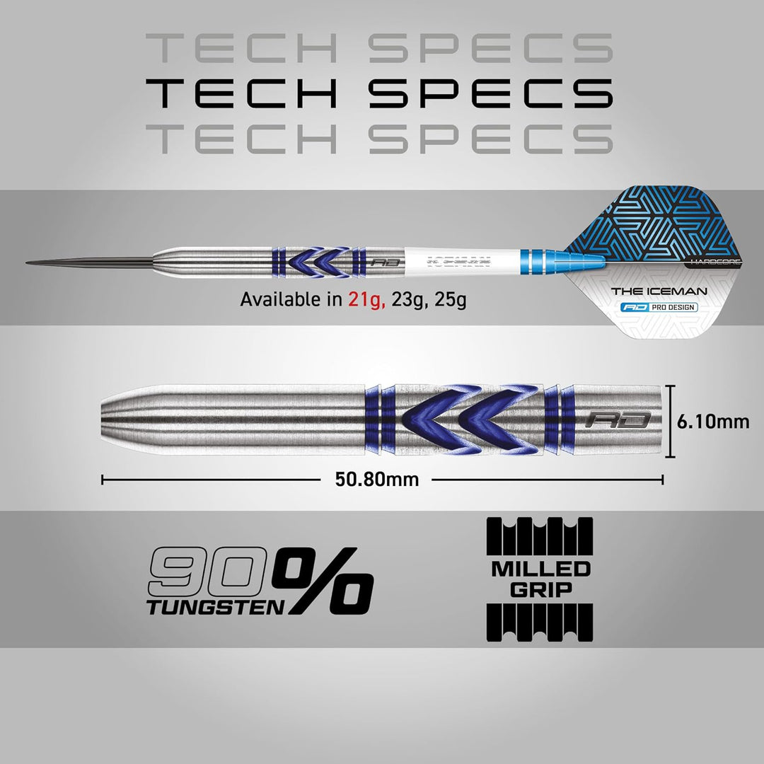 RED DRAGON Gerwyn Iceman Price Avalanche Pro Premium Tungsten Darts Set mit Flights und Stielen 21.0