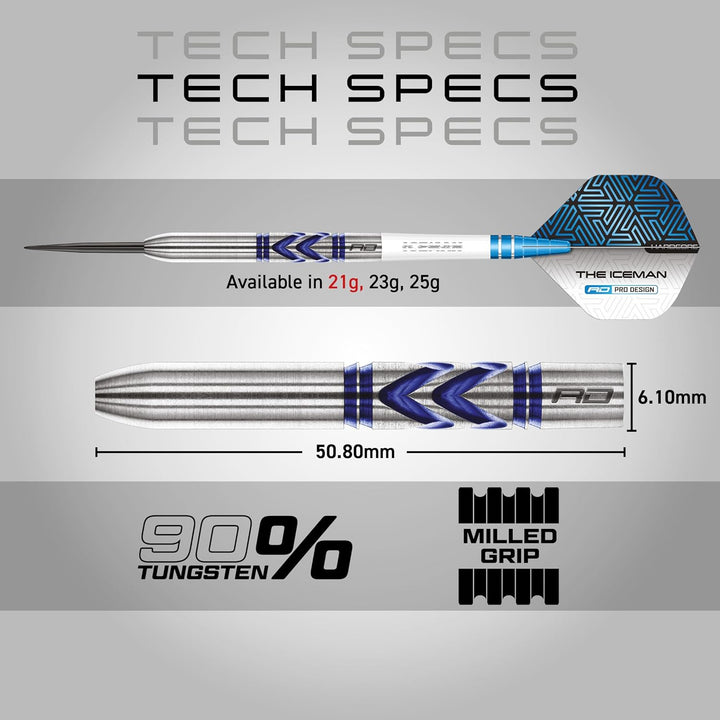 RED DRAGON Gerwyn Iceman Price Avalanche Pro Premium Tungsten Darts Set mit Flights und Stielen 21.0