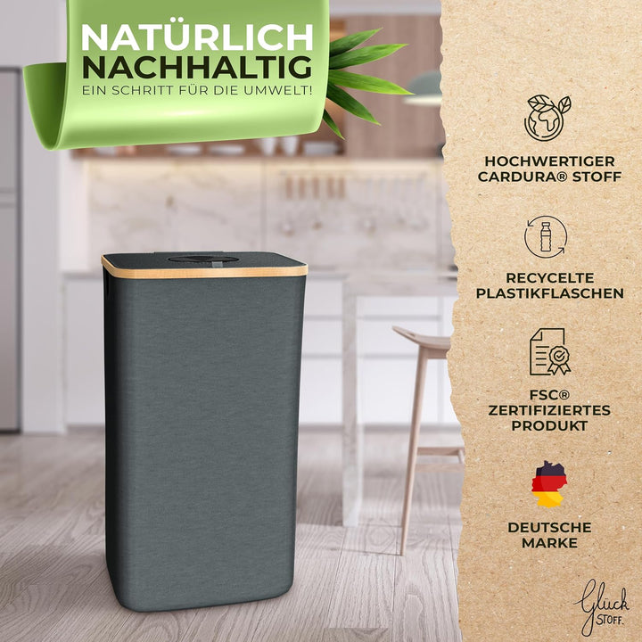 Glückstoff® Pfandflaschen Sammelbehälter [INKL. TRAGETASCHE] - Flaschensammler Leergut - PET Flasche