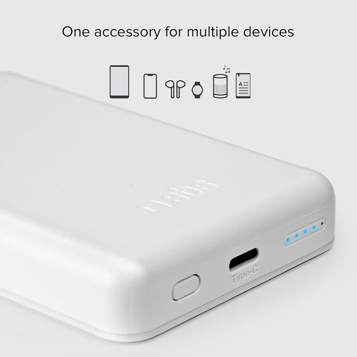 SBS Powerbank Akku-Pack 5000 mAh, kompatibel mit MagSafe, kabelloses Laden, USB-C-Anschluss, Status-