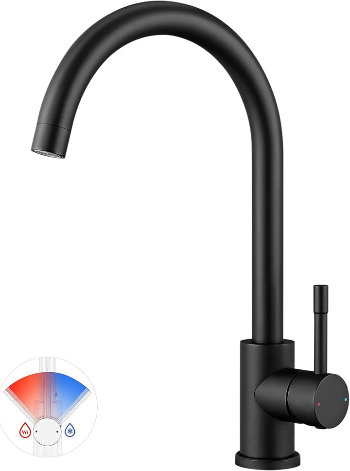 CEECIPA Wasserhahn Küche Schwarz 360° Schwenkbar, Hochdruck Küchenarmatur Schwarz, Mischbatterie Küc
