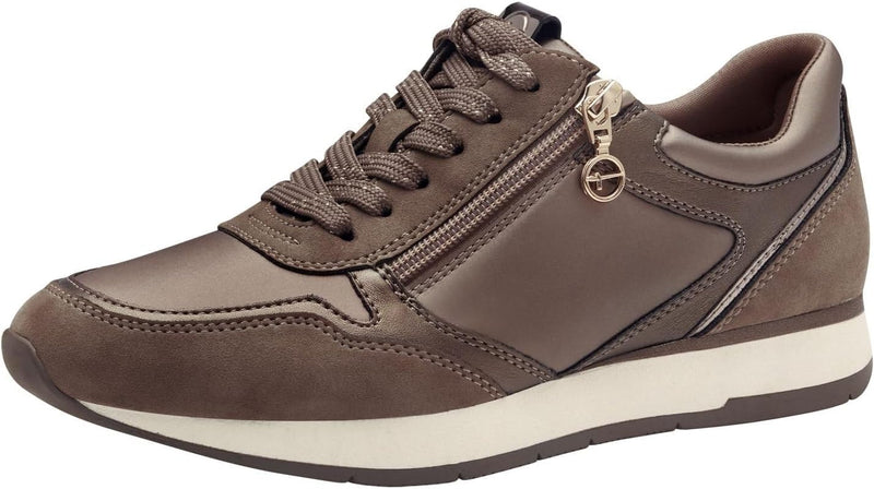 Tamaris Damen Low-Top Sneaker, Frauen Halbschuhe,Wechselfussbett 36 EU Beige Taupe Comb, 36 EU Beige