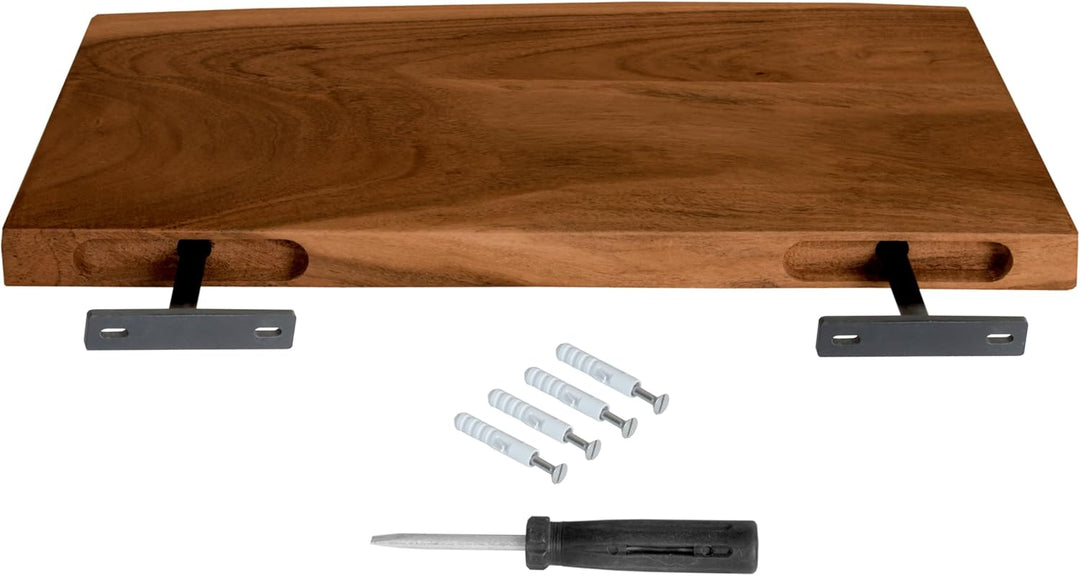 SAM Wandregal Amanda, Akazienholz massiv, nussbaumfarben &amp; lackiert, Holzregal/Steckboard mit Baumka