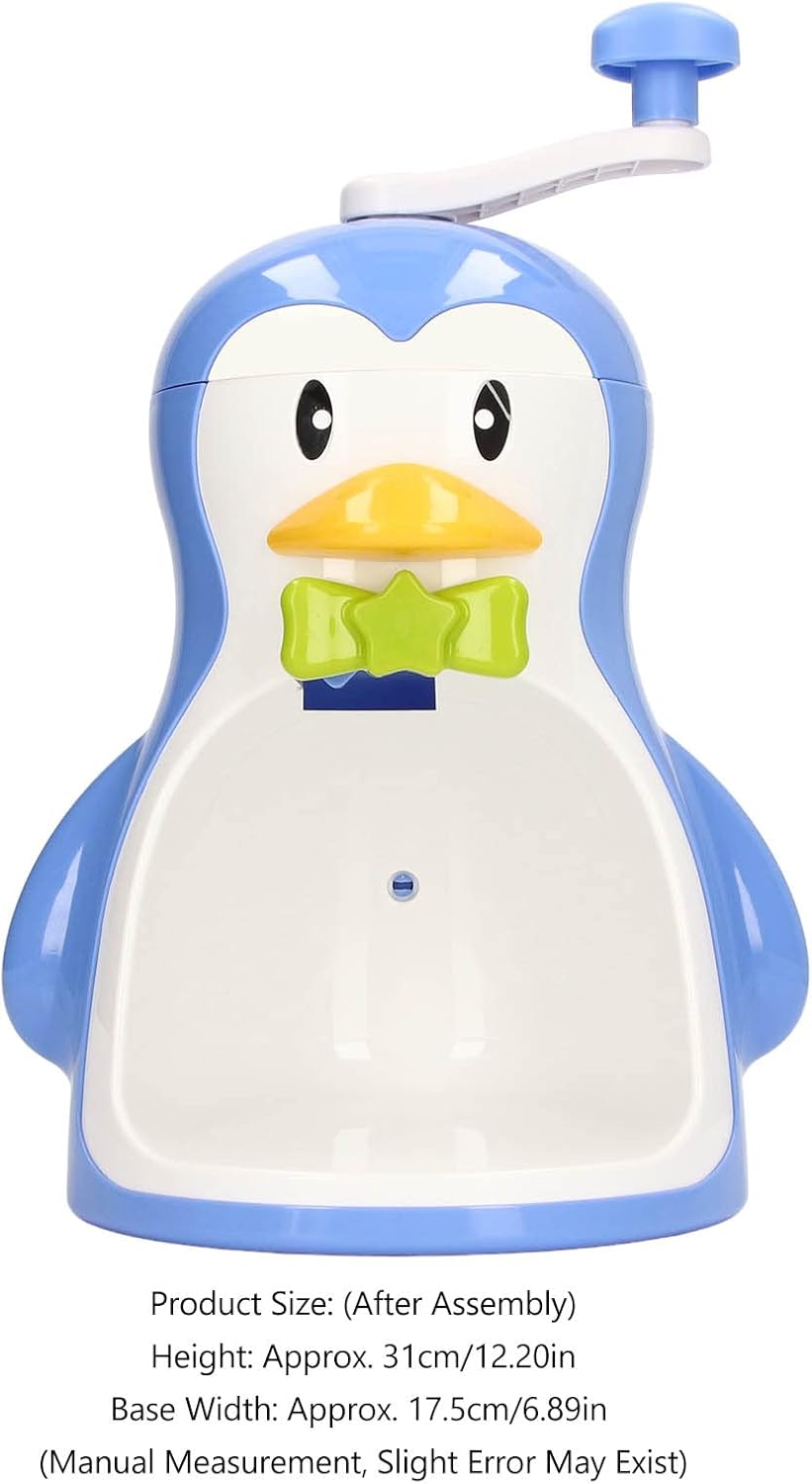 Qcwwy Manueller Eisrasierer, Niedlicher Pinguin-Form-Handkurbel-Eiszerkleinerer, Tragbarer Manueller