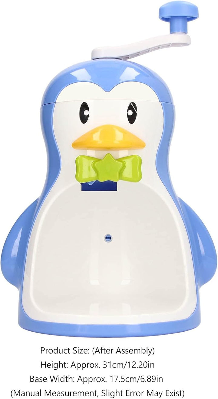Qcwwy Manueller Eisrasierer, Niedlicher Pinguin-Form-Handkurbel-Eiszerkleinerer, Tragbarer Manueller