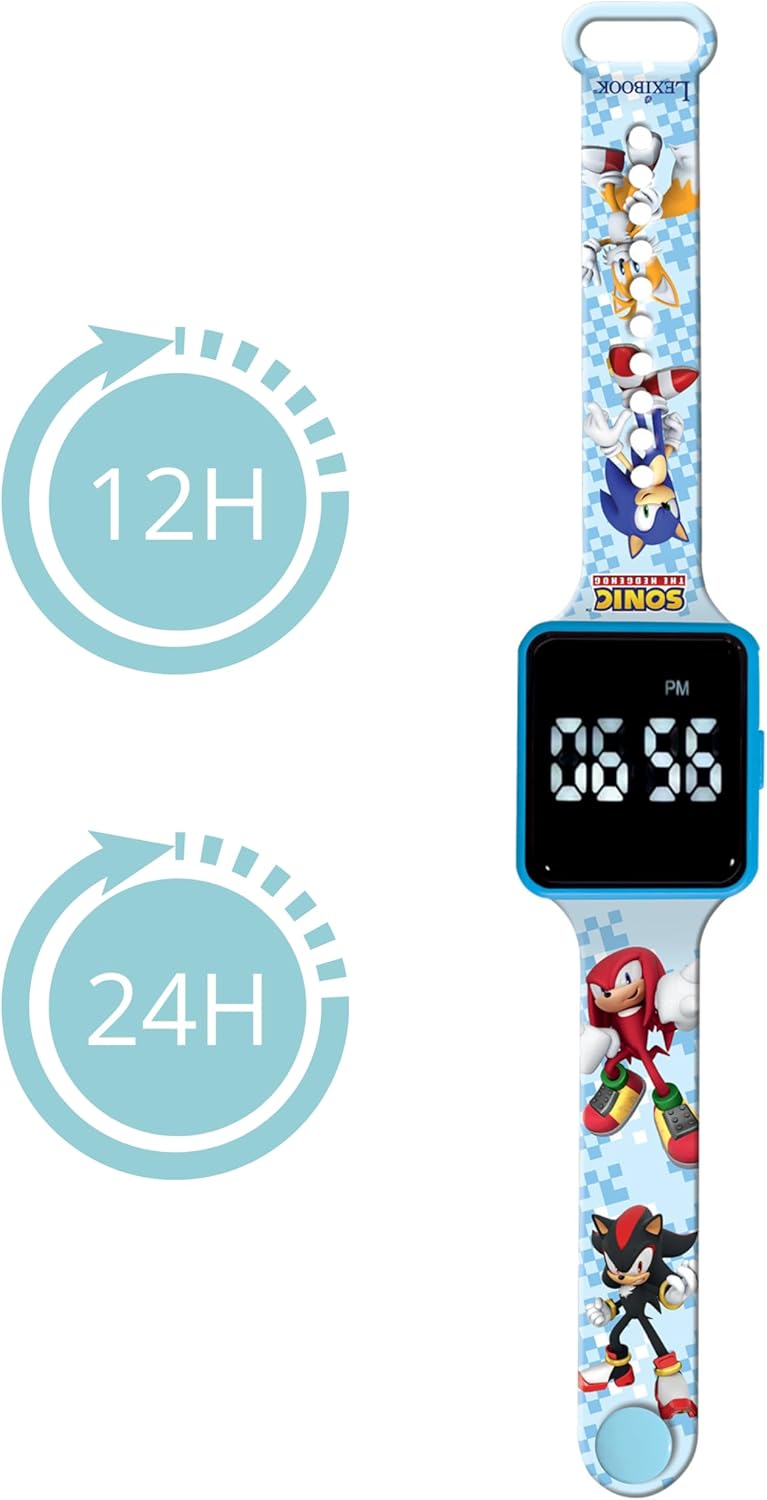Lexibook, Sonic The Hedgehog, Digitaluhr, 12-Stunden- oder 24-Stunden-Zeitanzeige, DMW060SN Einheits