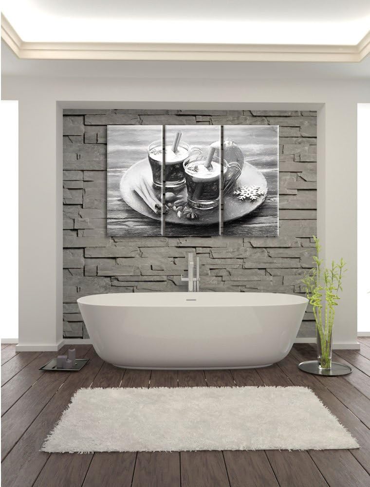 Pixxprint Aromatischer Glühwein mit Zimt Kohle Zeichnung Effekt 3-Teiler Leinwandbild 120x80 Bild au