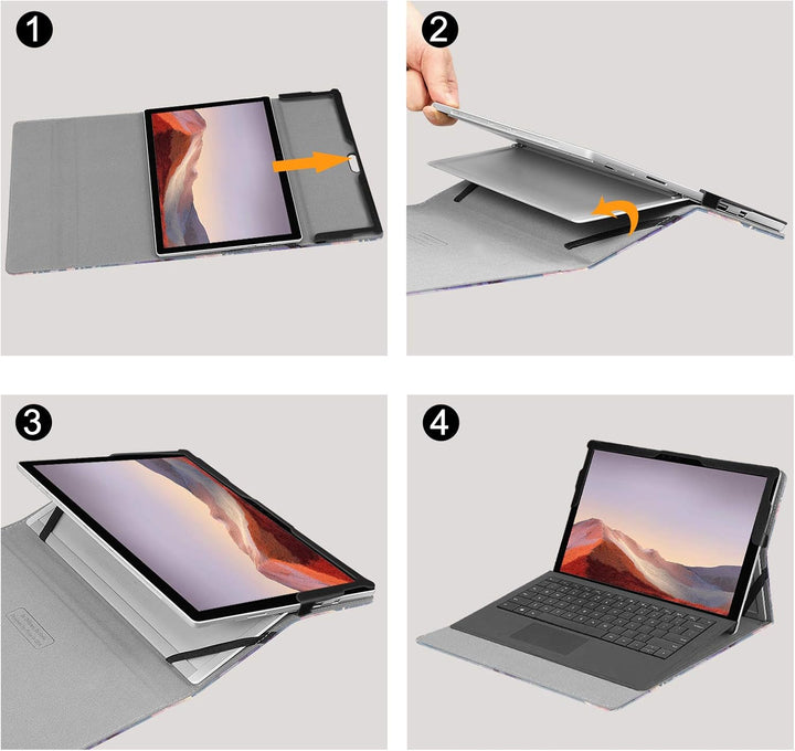 Fintie Hülle für Microsoft Surface Pro 7+ / 7/6 / 5/4 / 3 - Multi-Sichtwinkel Kunstleder Tasche Schu