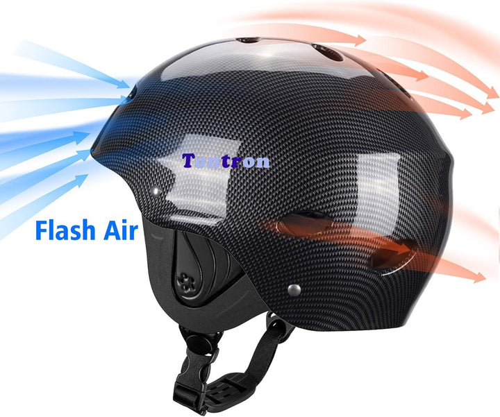 Tontron Wakeboard Kajak Kitesurf Wassersport Helm Glänzend schwarze Faser Wald L, Glänzend schwarze