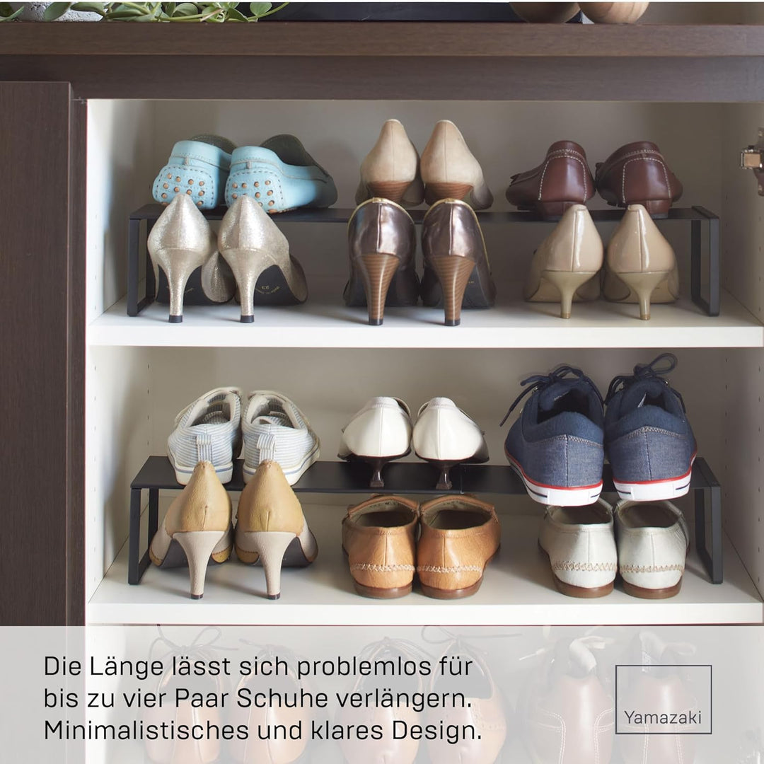 YAMAZAKI 2573 FRAME Ausziehbares Schuhregal, schwarz, Stahl, minimalistisch, 12 x 34-60 x 10 cm (L x