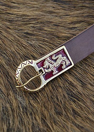 Battle-Merchant Mittelalter Langgürtel mit Greif und Löwenmotiv - LARP Gürtel aus Leder