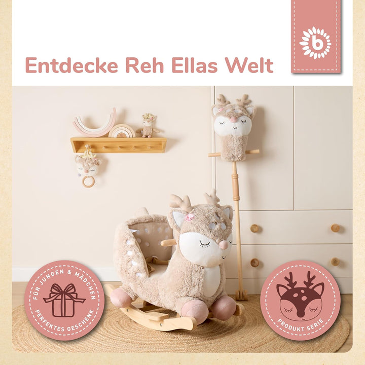 Bieco Steckenpferd Kinder Reh Ella | Hobby Horse Pferde | Steckenpferd Rollen | Steckentier Holz Pfe