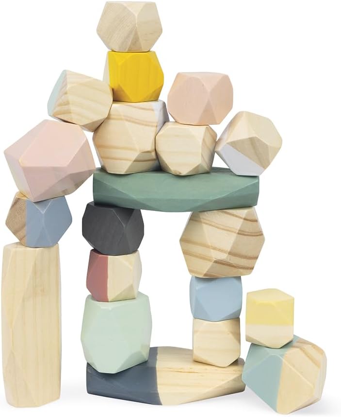 Janod - Bausteine aus Holz - Kollektion Sweet Cocoon - Baby- und Kleinkindspielzeug Farbe auf Wasser