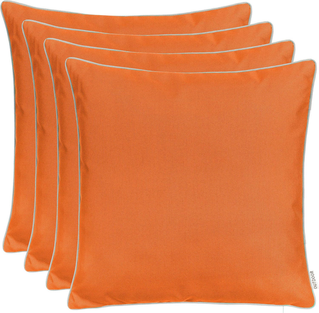 Brandsseller Kissen 4er-Set 45x45cm Outdoor Garten Dekokissen mit Paspel - Garngefärbt Uni Schmutz-