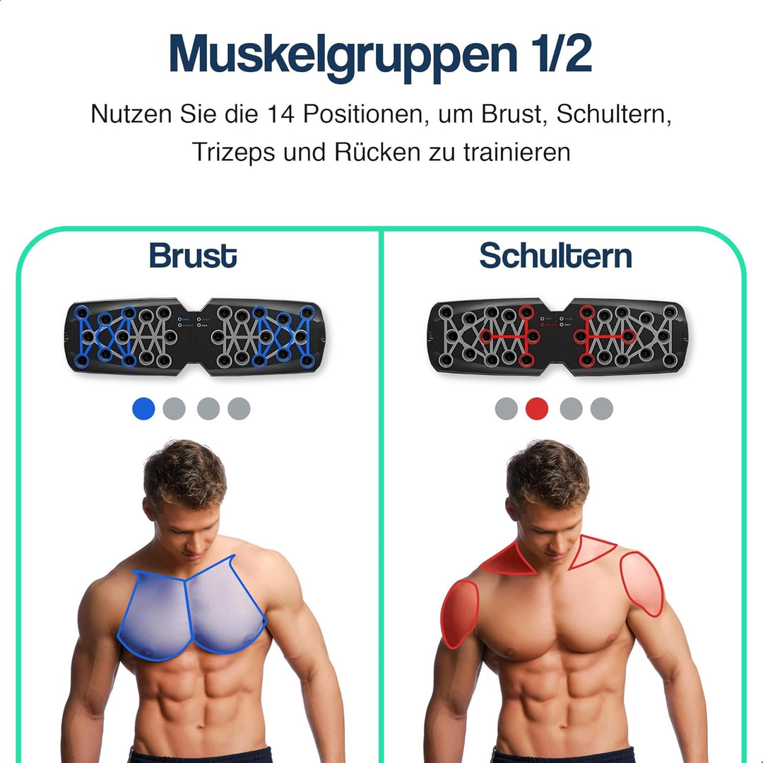 Hulser Liegestütze Brett - 14 in 1 - Faltbares Liegestütz-Brett - Push-up board für Krafttraining -
