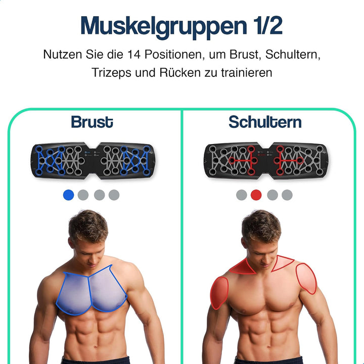 Hulser Liegestütze Brett - 14 in 1 - Faltbares Liegestütz-Brett - Push-up board für Krafttraining -