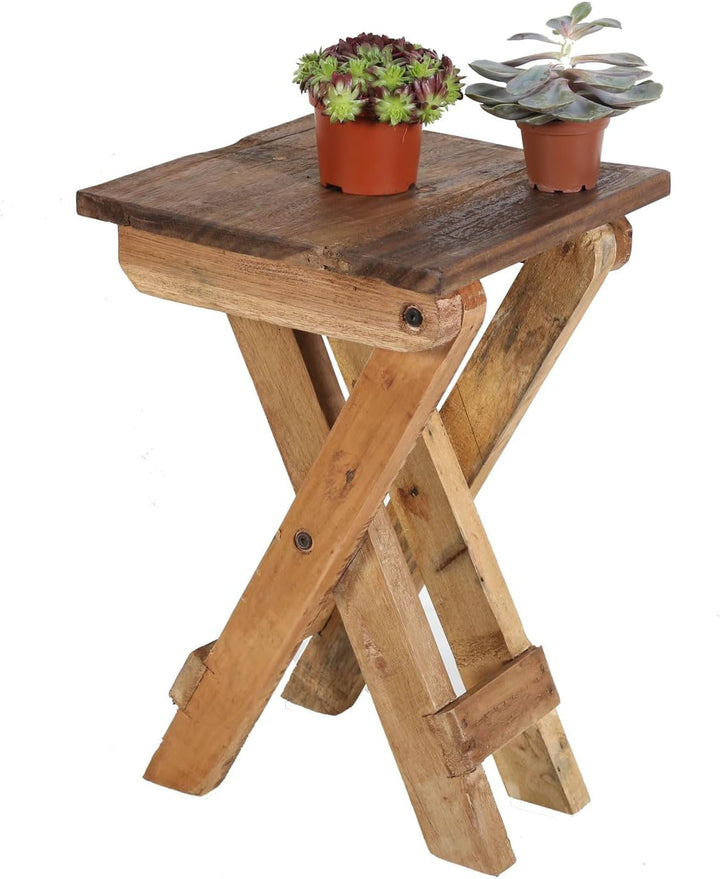 Casa Moro Teak Holz Beistelltisch Leoni Klapphocker Klapptisch Gartenhocker massiv Holzhocker Blumen