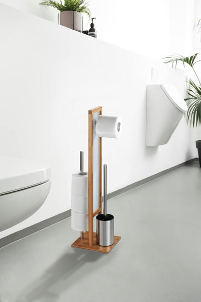 WENKO Stand WC-Garnitur Rivalta, mit integriertem Toilettenpapierhalter und WC-Bürstenhalter, aus ec