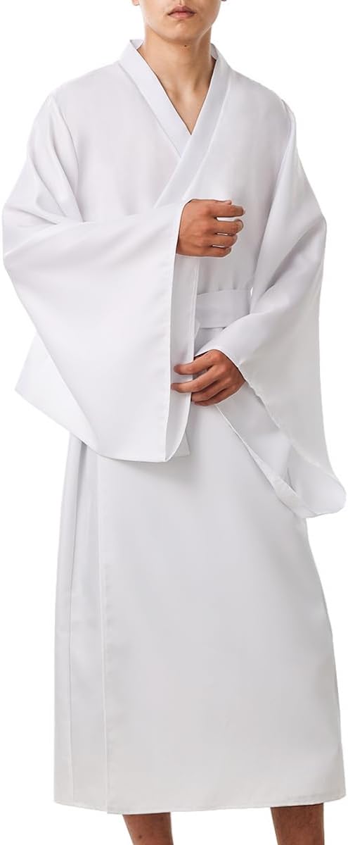 COSDREAMER Japanisches Yukata-Kimono-Kostüm für Herren, Kimono-Kostüm M Weiss, M Weiss