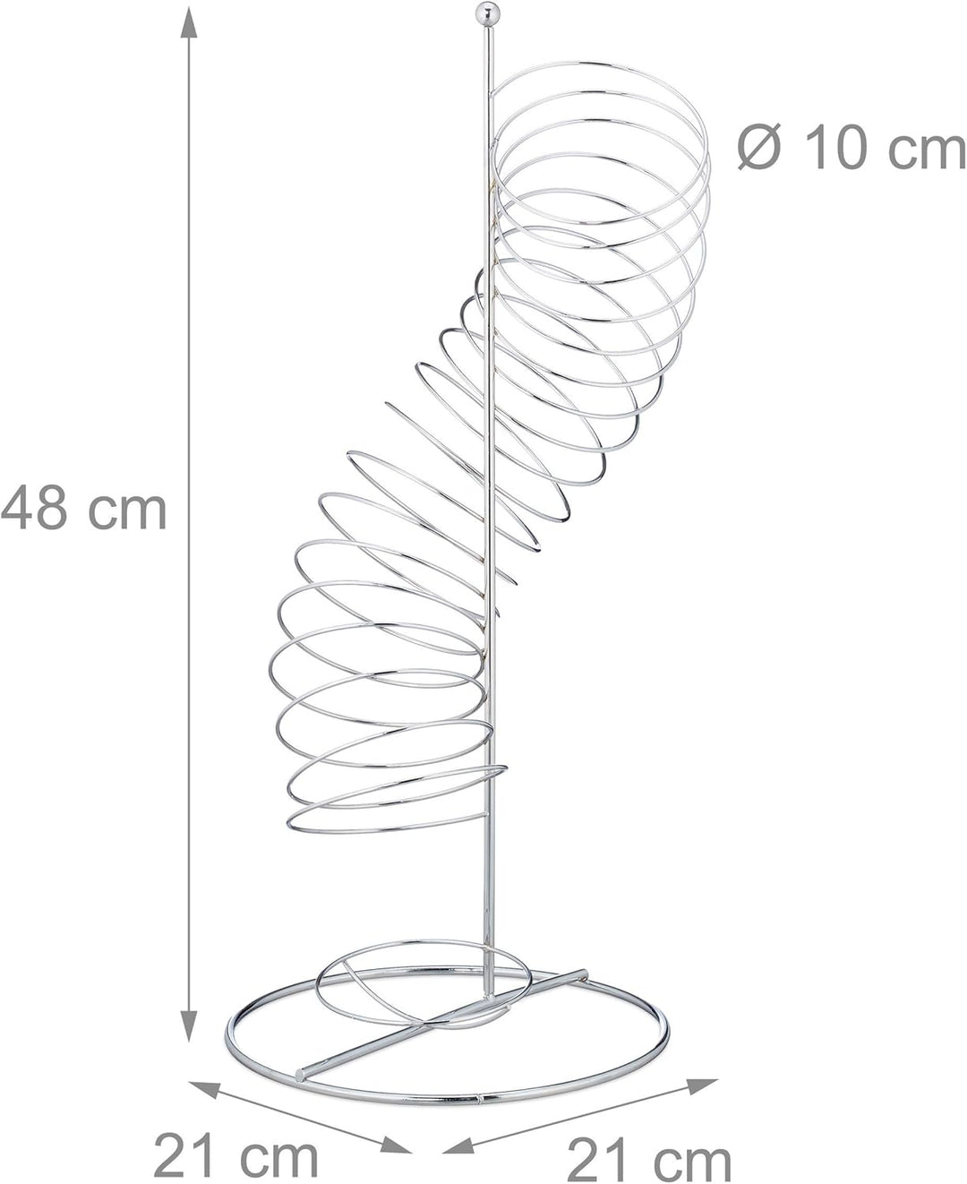 Relaxdays 10 x Obsthalter Spirale Metall, Korb für Orangen und Äpfel, Platz für 7 Stück, HxBxT 48 x