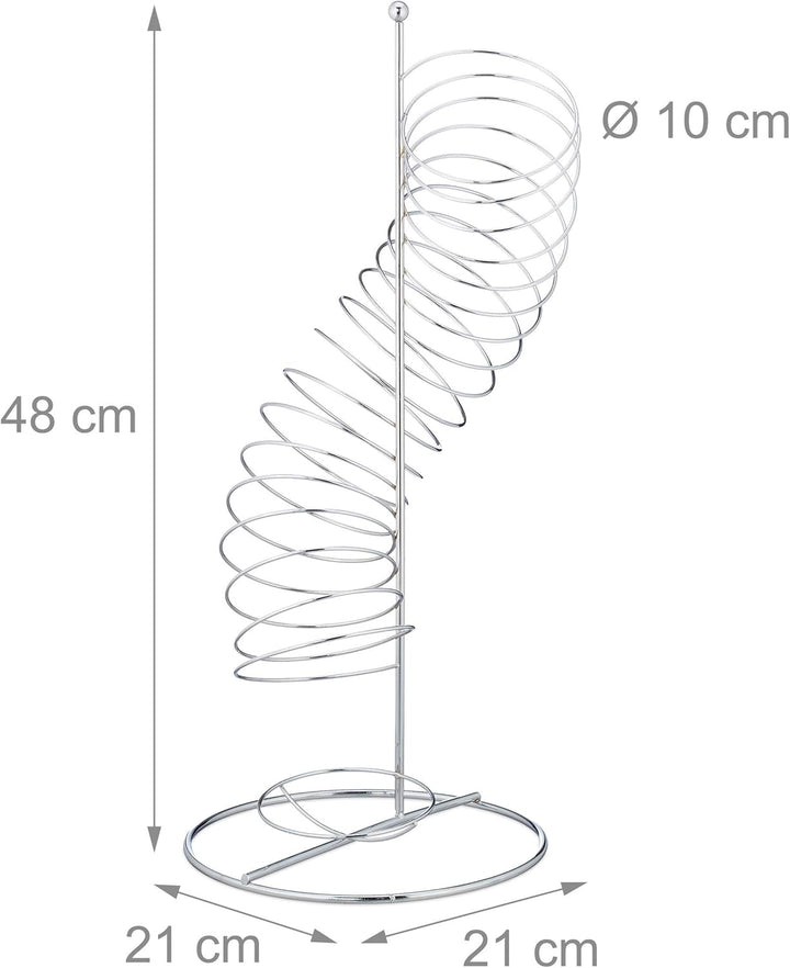 Relaxdays 10 x Obsthalter Spirale Metall, Korb für Orangen und Äpfel, Platz für 7 Stück, HxBxT 48 x