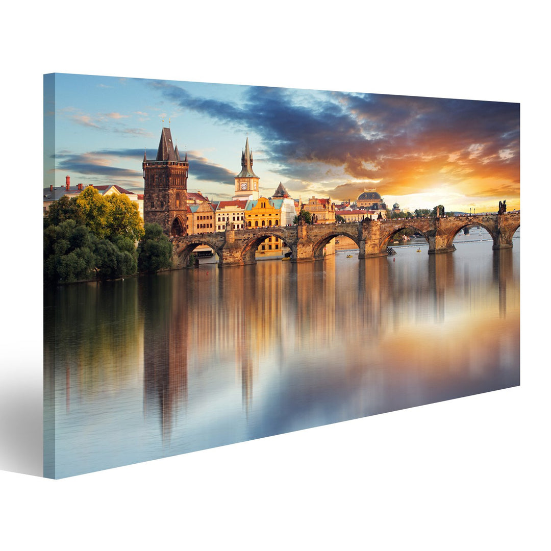 islandburner, Bild auf Leinwand Prag - Karlsbrücke, Tschechien Wandbild Poster Leinwandbild 100x57 1