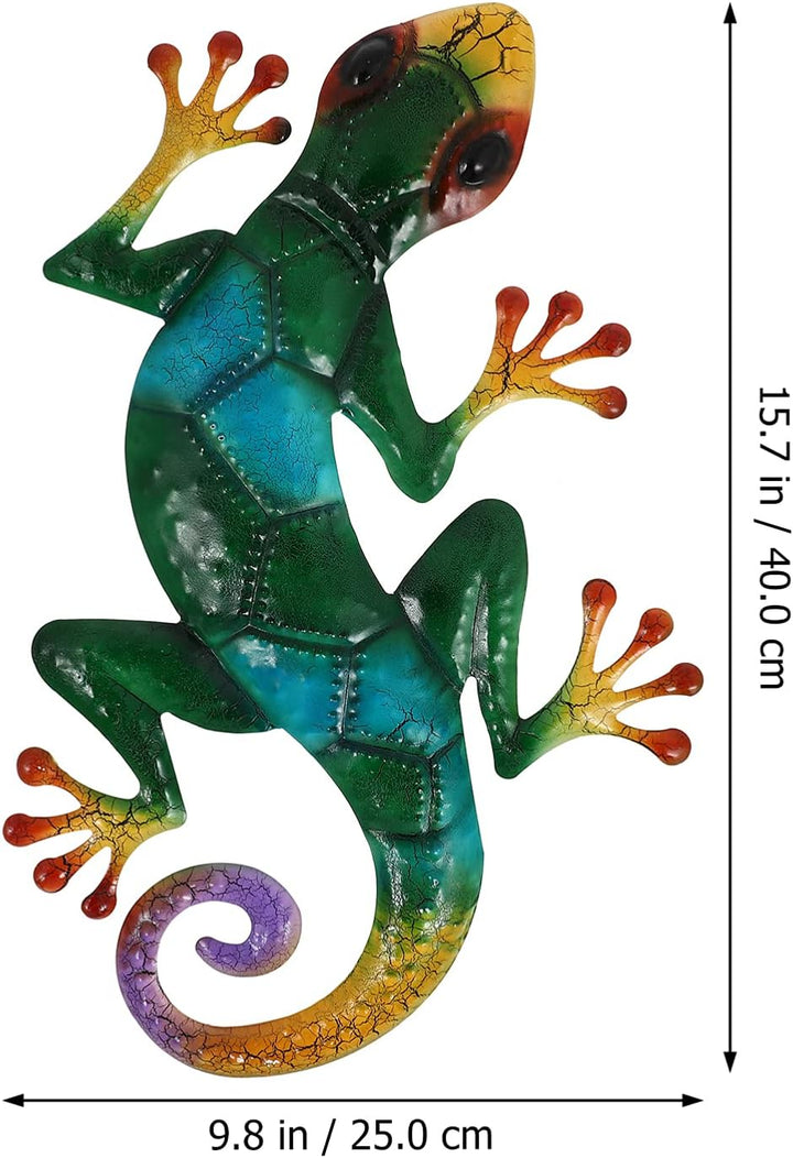 YARNOW 3 Stücke Metall Gecko Gartenfigur Eidechse Wanddeko Skulptur Echsen Figur Statue Chamäleon Ga
