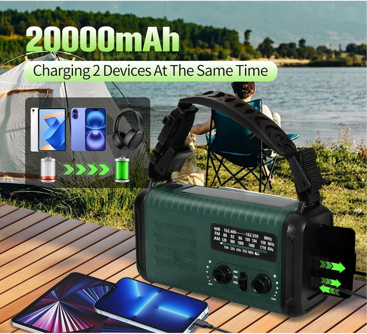 Jectse Handkurbel Notio -Radio, AM FM NOAA Solar Weather Radio mit LED -Taschenlampen -Lesen Lampe S