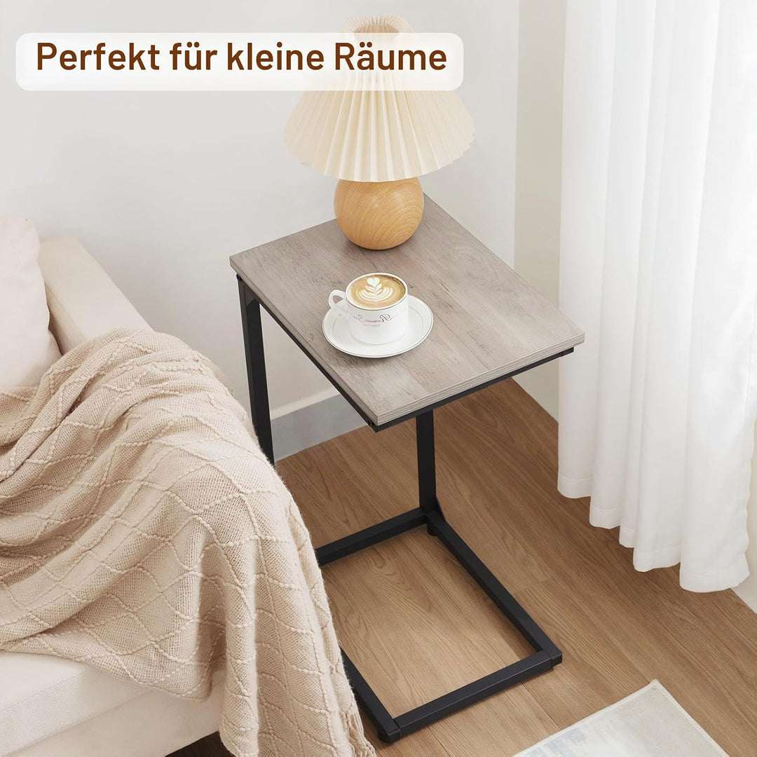 AMHANCIBLE Beistelltisch, C Form Sofa Tisch, Holz Kaffeetisch, Kleiner Couchtisch Höhenverstellbar,