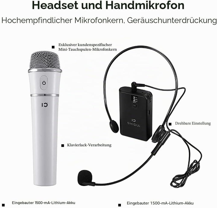 Sprachverstärker Tragbar Stimmverstärker Lautsprecher mit Mikrofons Handheld drahtlos Mikrofon und H
