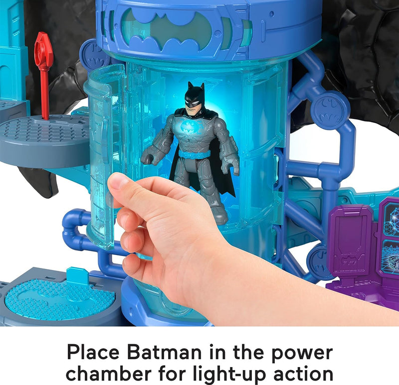 Fisher-Price Imaginext HGN70 - Super Friends Bat-Tech Bathöhle, Batman-Spielset mit Lichtern und Ger