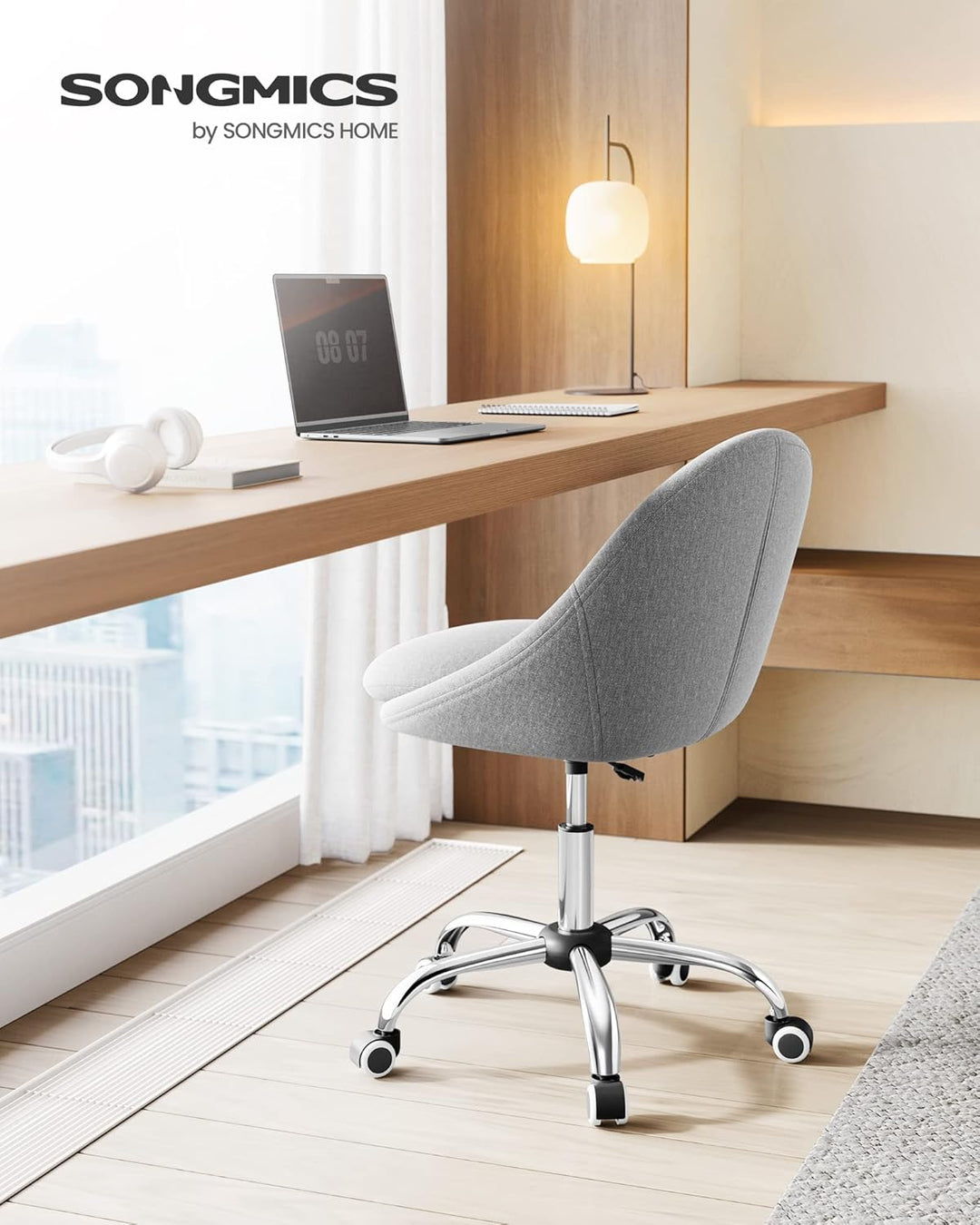 SONGMICS Homeoffice Stuhl, 2er Set, Drehstuhl, Schreibtischstuhl, Schaumstoffpolsterung, höhenverste