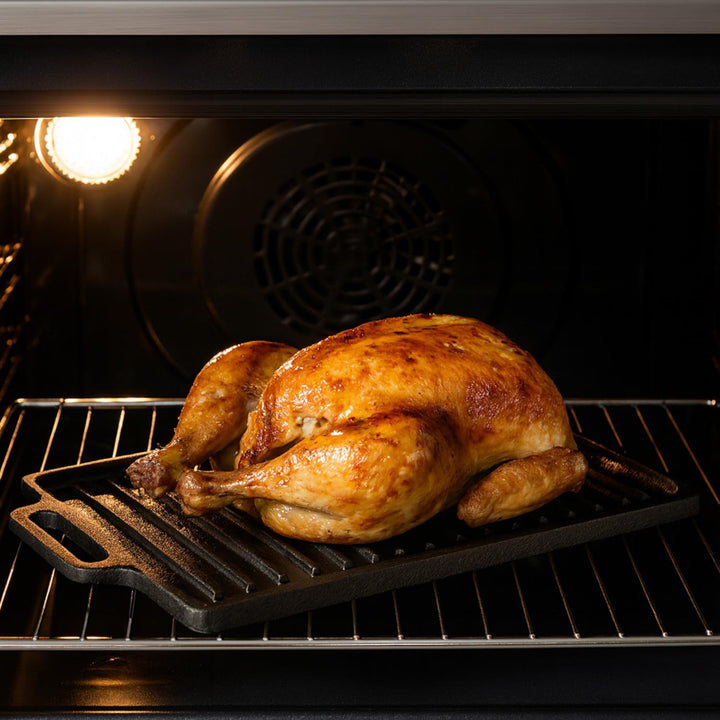 Gusseisenpfanne Grill rechteckig 40 x 20,5 cm massiv 2,7 kg mit Griffen BBQ | Grillplatte aus Gussei