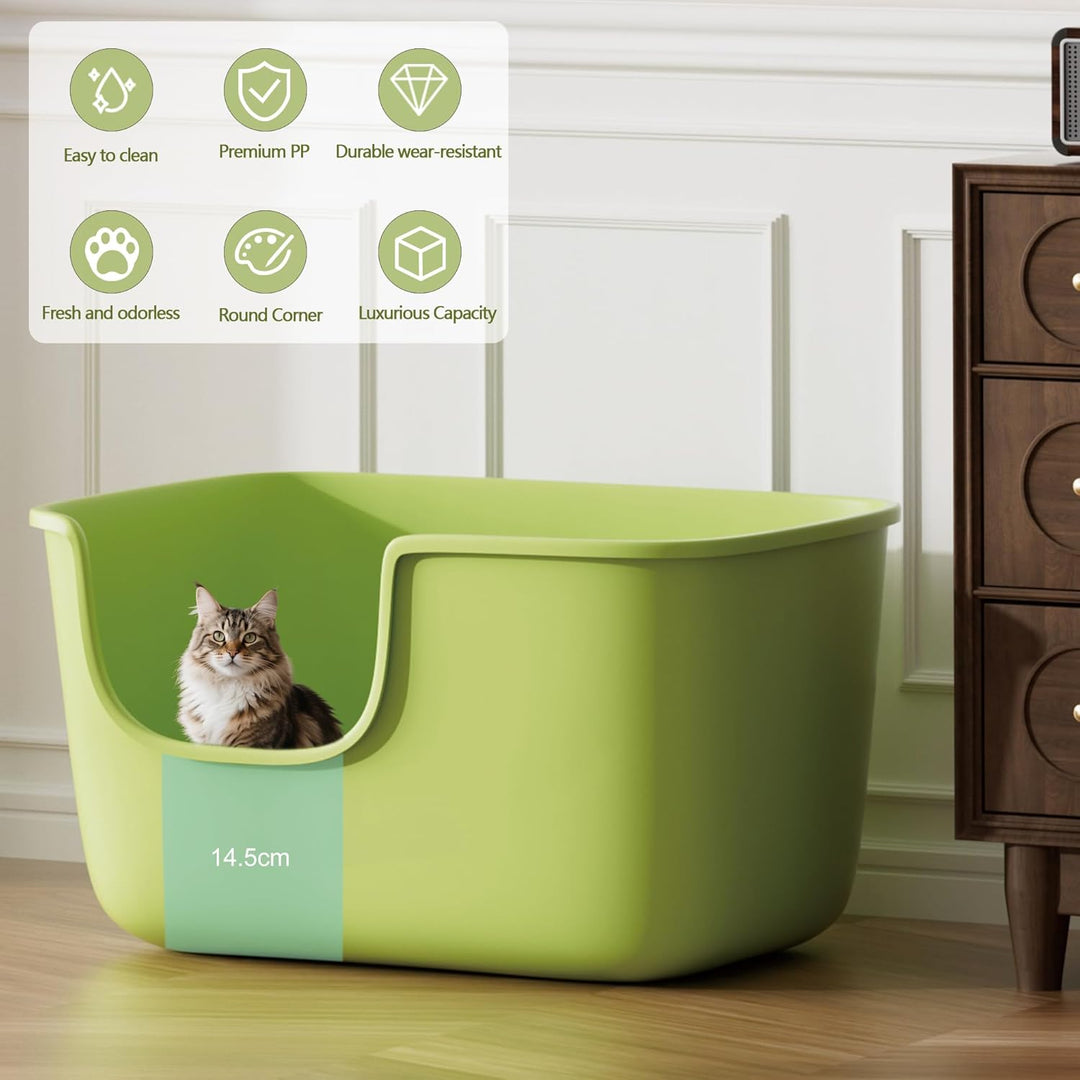 Vealind Grosse Katzenklo XXL Katzentoilette für Mehrkatzenhaushalte， 56L x 41W x 31H cm Offene Katze