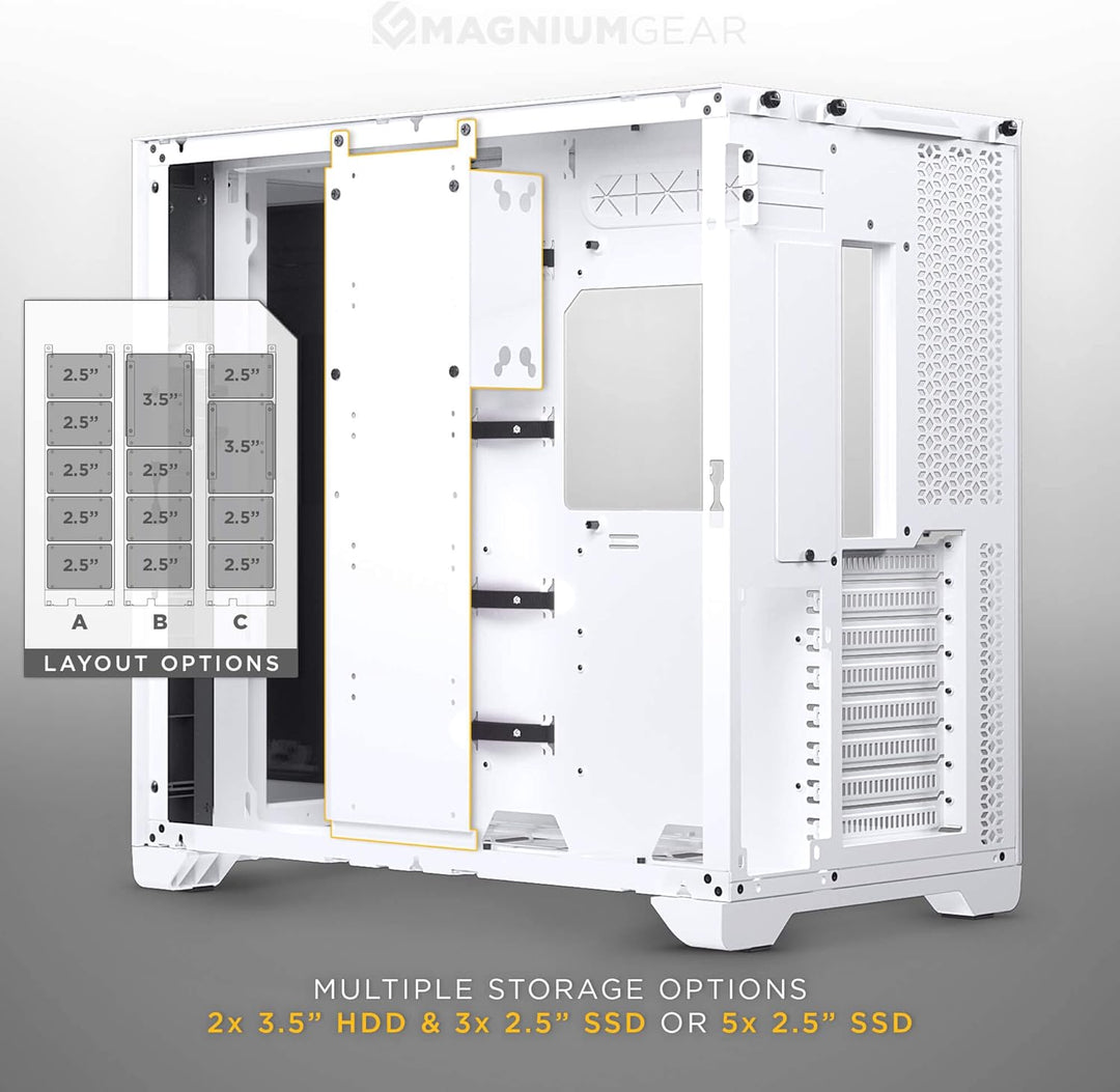 Magniumgear NEO Qube 2 IM, Dual Chamber ATX Mid-Tower, Digital-RGB Infinity Mirror Front Panel, Temp
