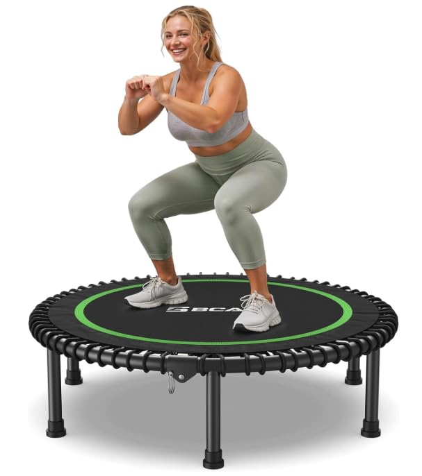 BCAN 204 kg Faltbares Mini-Trampolin, 102 cm Fitness-Trampolin für Erwachsene mit robusten Gummiseil