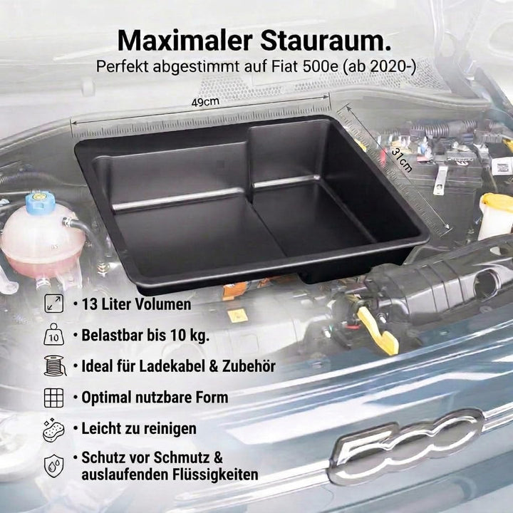 rati Frunk kompatibel für FIAT 500e 2020- |Erweiterter Front-Stauraum. Perfekt für Ladekabel, Zubehö
