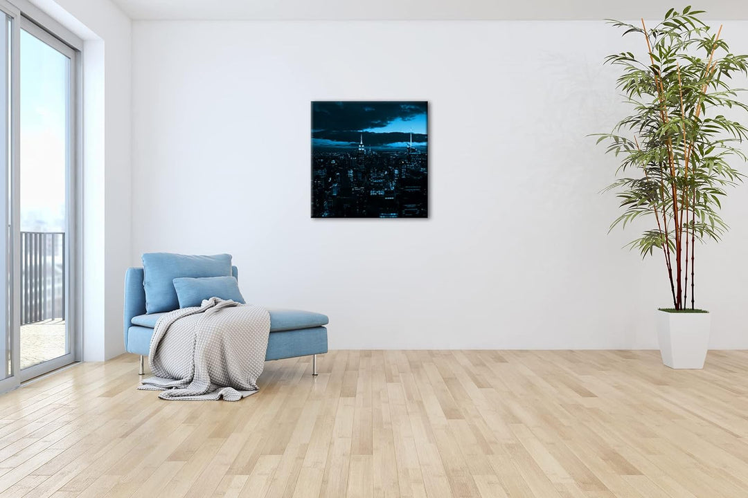 deyoli zauberhafte Skyline bei Nacht Format: 60x60 cm als Leinwandbild Effekt: Monocrome Blau, Motiv