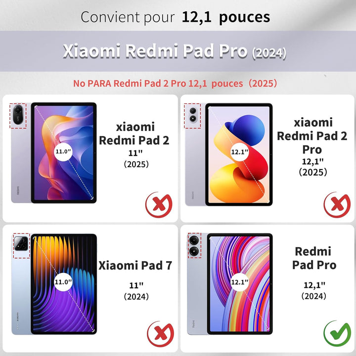 CACOE Hülle Tastatur Kompatibel mit Redmi Pad Pro 12.1 / Xiaomi Poco Pad 12.1 2024 mit Touchpad, 7-F