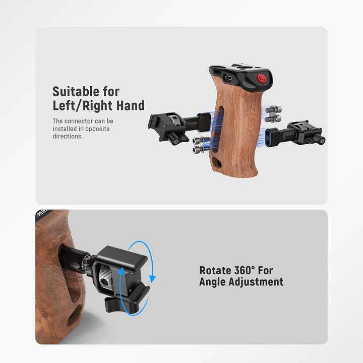 NEEWER Side Handle Holz Seitengriff mit Fernauslöser für Aufnahme Start/Stopp, NATO Klemme 1/4" und